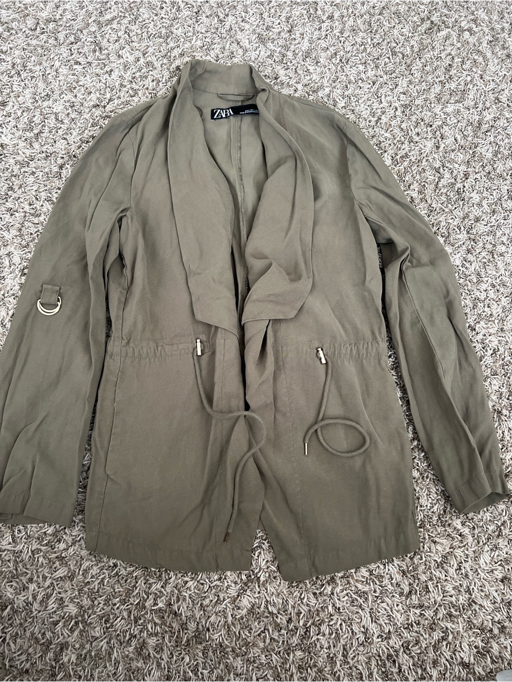 ZARA Olive Utility Drawstring Jacket